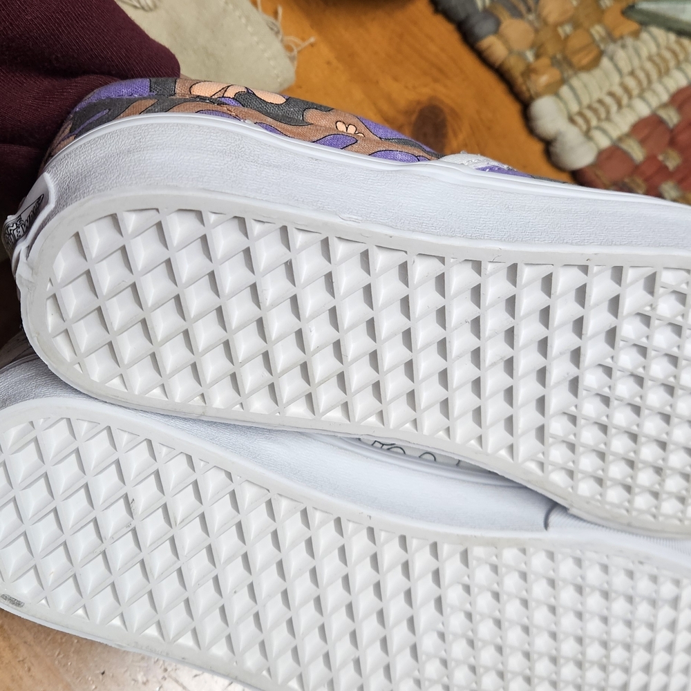 Vans Women's Floral Slip-On Sneakers - Purple and Orange - Picture 5 of 5